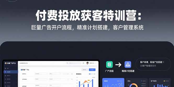 付费投放获客特训营：巨量广告开户流程，精准计划搭建，客户管理系统-洛柒笔记