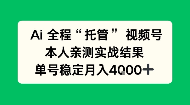 Ai自动托管视频号实战，本人亲测，单账号月入4k+【揭秘】-洛柒笔记