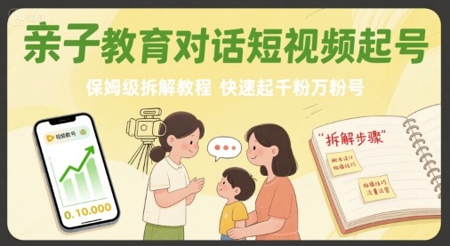 亲子教育对话短视频起号，保姆级拆解教程，快速起千粉万粉号-洛柒笔记