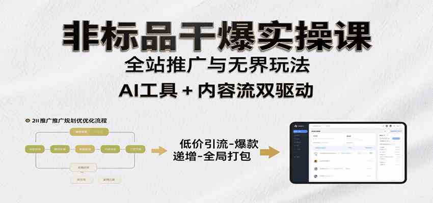 非标品干爆实操课：含多案例及操盘方法，从选品到推广、成交，助力打造爆款实现盈利-洛柒笔记