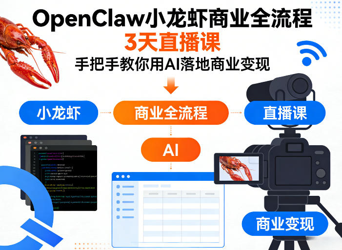 OpenClaw小龙虾商业全流程3天直播课，手把手教你用AI落地商业变现-洛柒笔记