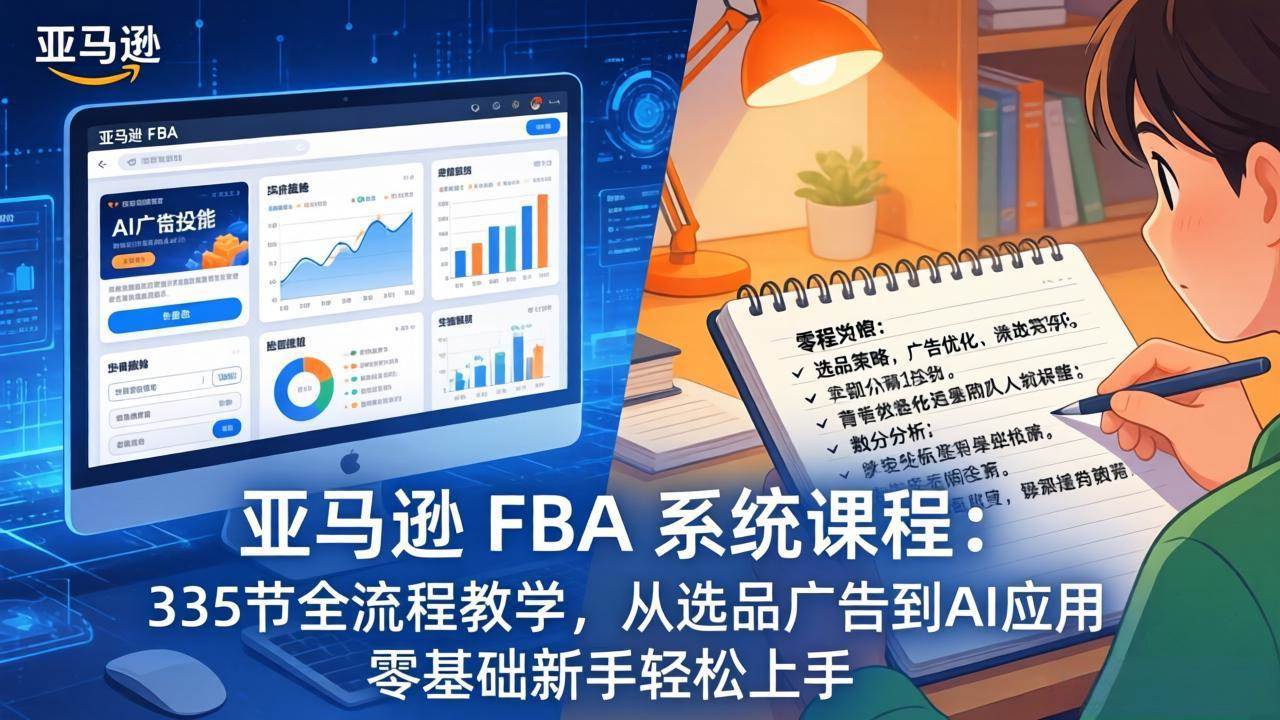 （17744期）亚马逊 FBA 系统课程（更新26年3月）335节全流程教学，从选品广告到AI应用，零基础新手轻松上手-洛柒笔记