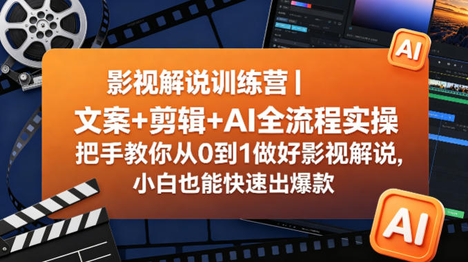 影视解说训练营｜文案+剪辑+AI全流程实操，把手教你从0到1做好影视解说，小白也能快速出爆款-洛柒笔记