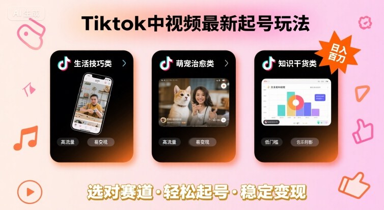 Tiktok中视频最新起号玩法，想要日入百刀，做好这几个赛道就可以了-洛柒笔记