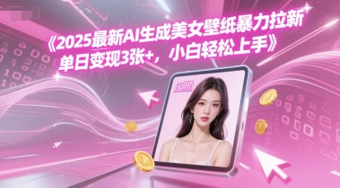2025最新AI生成美女壁纸暴力拉新, 单日变现3张+，小白轻松上手-洛柒笔记