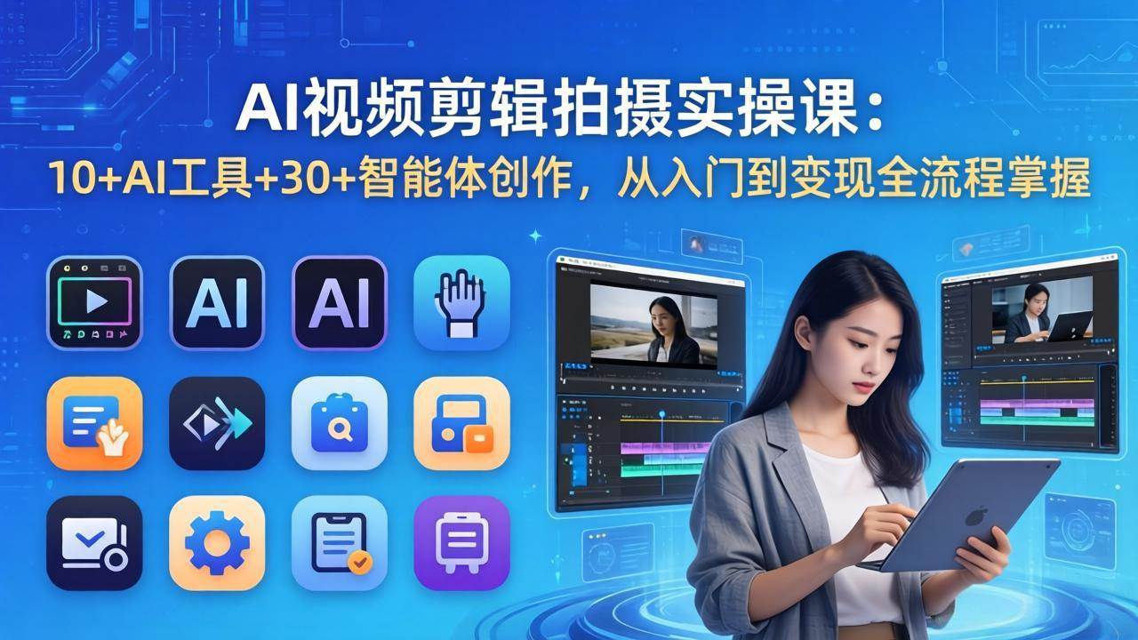 （17818期）AI 视频剪辑拍摄实操课：10+AI工具+30+智能体创作，从入门到变现全流程掌握-洛柒笔记