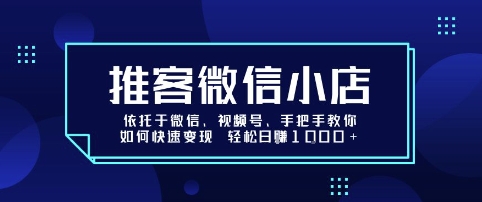 推客微信小店依托于微信、视频号，手把手教你如何快速变现 轻松日入1k+【揭秘】-洛柒笔记