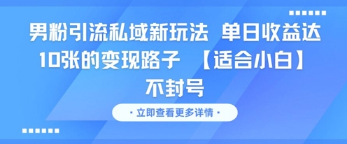 男粉引流私域新玩法，单日收益达10张的变现路子 【适合小白】不封号-洛柒笔记