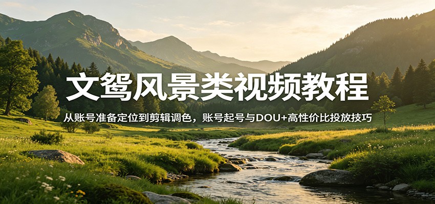 风景视频创作教程：从账号准备定位到剪辑调色，账号起号与DOU+高性价比投放技巧-洛柒笔记