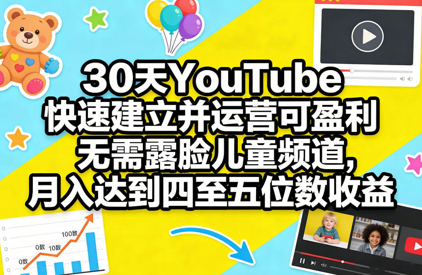 30天YouTube快速建立并运营可盈利无需露脸儿童频道，月入达到四至五位数收益-洛柒笔记