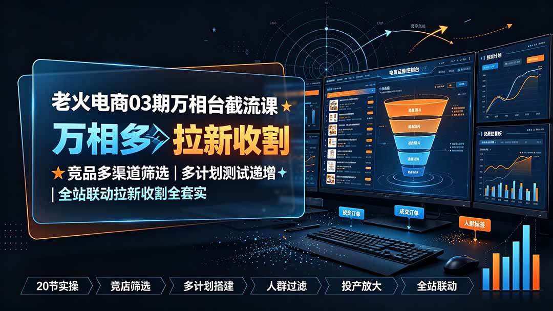 (19431期)老火电商03期万相台截流课:竞品多渠道筛选|多计划测试递增|全站联动拉新收割全套实操教学-洛柒笔记 (19431期)老火电商03期万相台截流课:竞品多渠道筛选|多计划测试递增|全站联动拉新收割全套实操教学-洛柒笔记