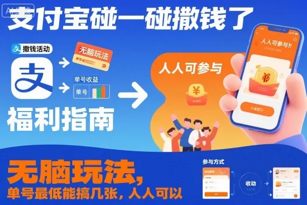 支付宝碰一碰撒钱了，无脑玩法，单号最低能搞几张，人人可以撸-洛柒笔记