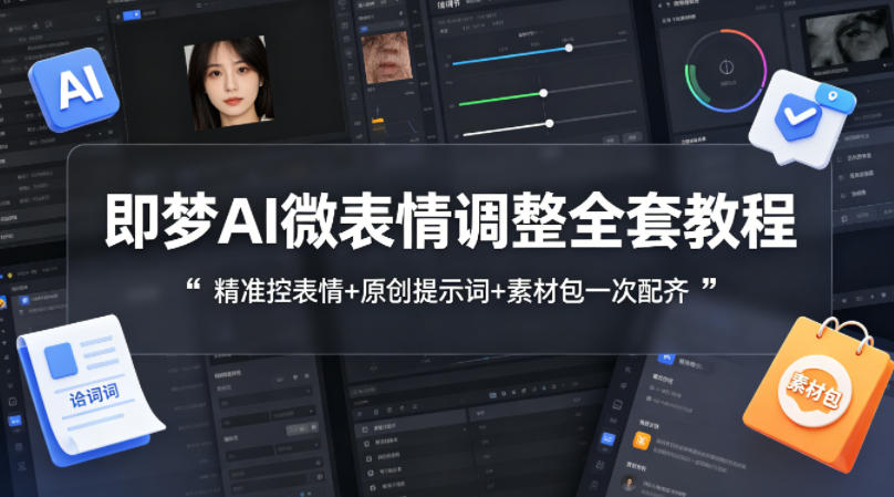 即梦AI微表情调整全套教程，精准控表情+原创提示词+素材包一次配齐-洛柒笔记