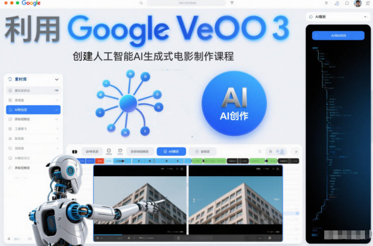 利l用Google Veo 3创建人工智能AI生成式电影制作课程，使用人工智能的力量创建令人惊叹的视频-洛柒笔记
