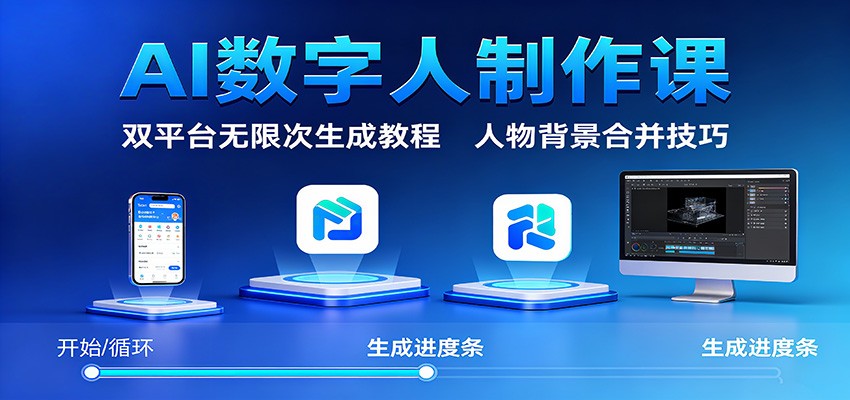 AI数字人制作课：双平台无限次生成教程，人物背景合并技巧-洛柒笔记