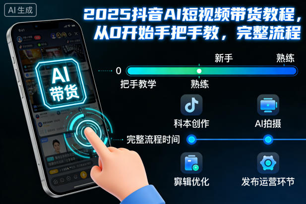 2025抖音AI短视频带货教程，从0开始手把手教，完整流程-洛柒笔记