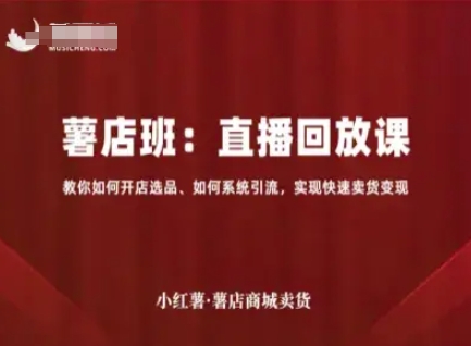 小红薯薯店商城卖货直播回放课，教你如何开店选品、如何系统引流，实现快速卖货变现-洛柒笔记