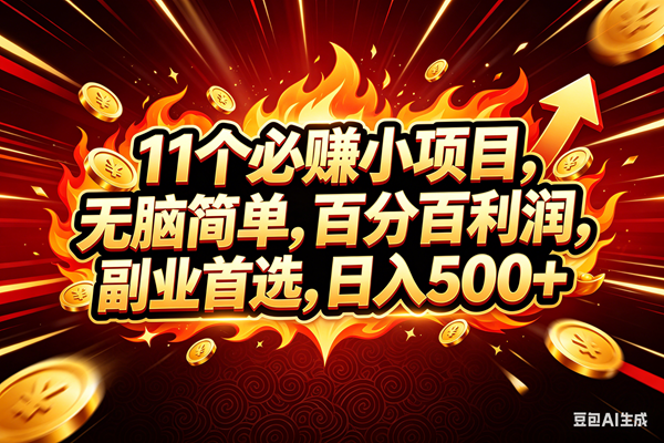 （18245期）11个必赚钱的小项目，百分百赚米，无脑简单，副业首选，日入300+-洛柒笔记