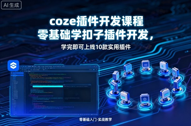 coze插件开发课程，零基础学扣子插件开发，学完即可上线10款实用插件-洛柒笔记