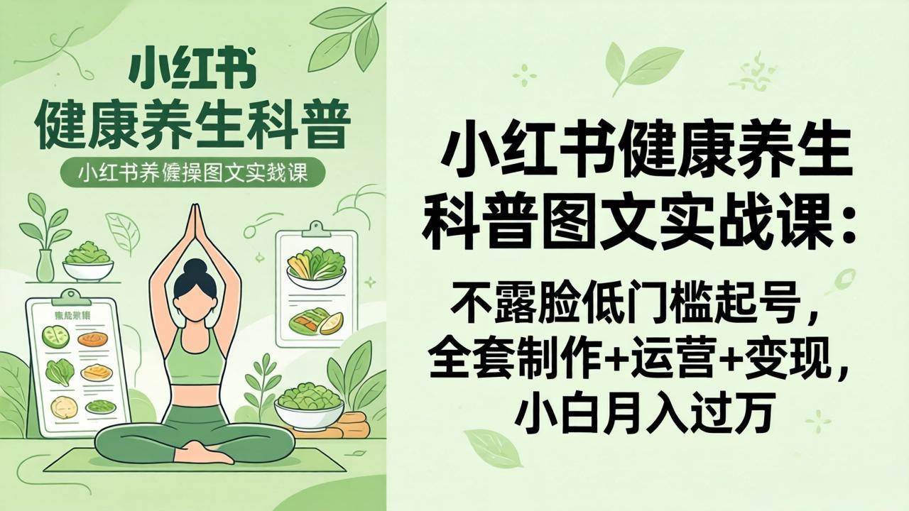 （18033期）2026小红书健康养生科普图文实战课：不露脸低门槛起号，全套制作+运营+变现，小白月入过万-洛柒笔记