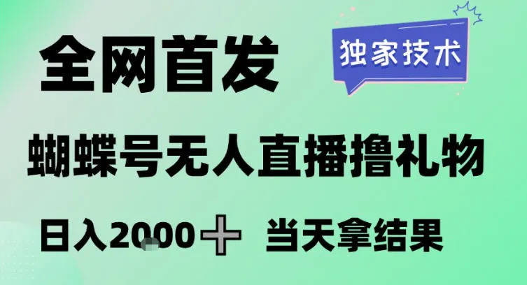 2026最新蝴蝶号无人直播掘金，独家技术，全网首发小白做了一个月收益3W，长期稳定可做-洛柒笔记