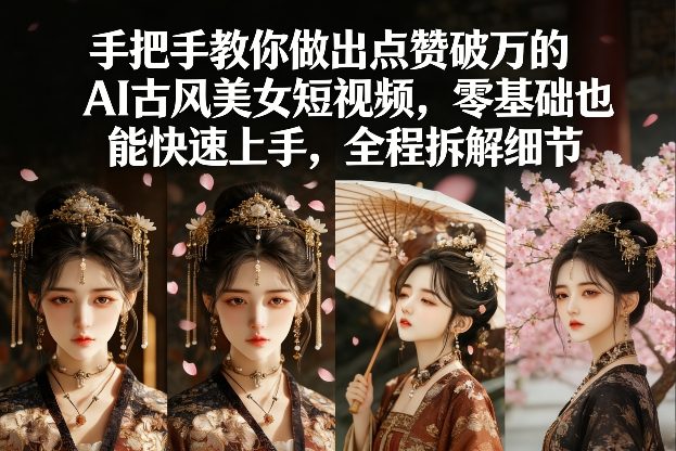 手把手教你做出点赞破万的AI古风美女短视频，零基础也能快速上手，全程拆解细节-洛柒笔记