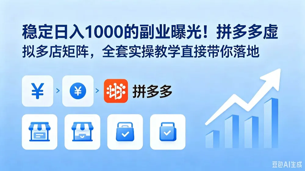 稳定日入 1000 的副业曝光！拼多多虚拟多店矩阵，全套实操教学直接带你落地-洛柒笔记
