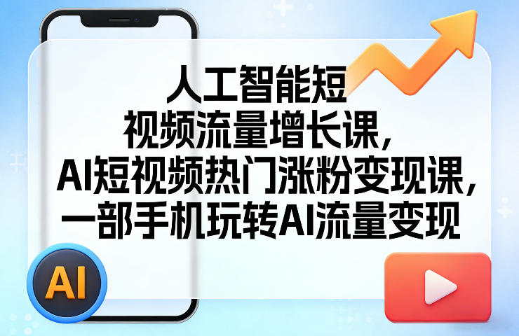 人工智能短视频流量增长课，AI短视频热门涨粉变现课，一部手机玩转AI流量变现-洛柒笔记