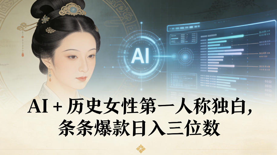 AI+历史女性第一人称独白，条条爆款日入三位数-洛柒笔记