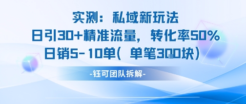 实测私域新玩法日引30加精准流量转化率50%日销5-10单每笔3张-洛柒笔记