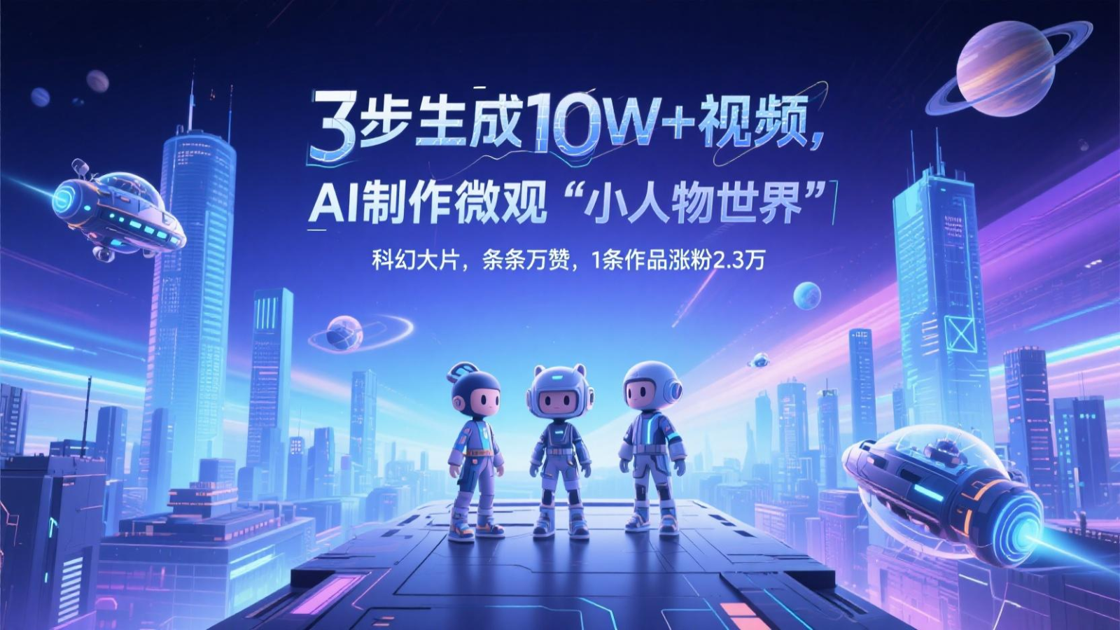 三步生成10W+视频，AI制作微观“小人物世界”科幻大片，条条万赞，1条作品涨粉2.3万-洛柒笔记