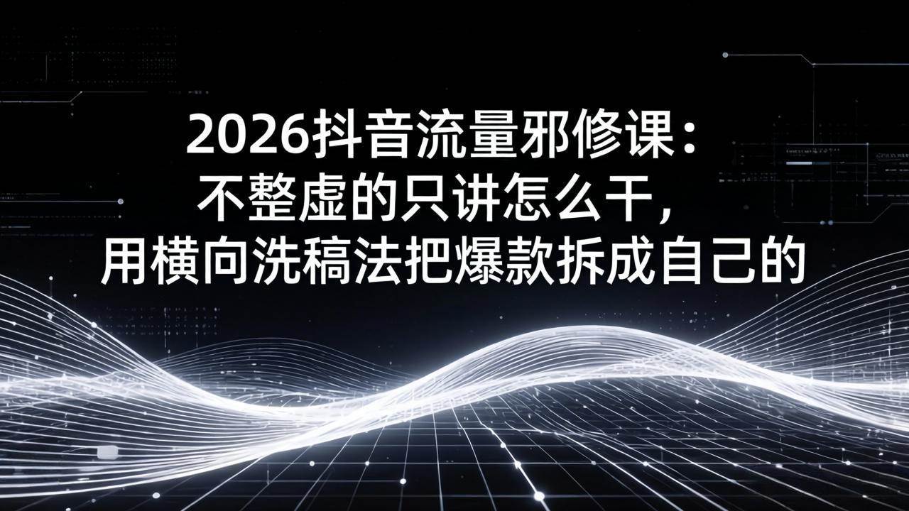 （17725期）2026抖音流量邪修课：不整虚的只讲怎么干，用横向洗稿法把爆款拆成自己的-洛柒笔记