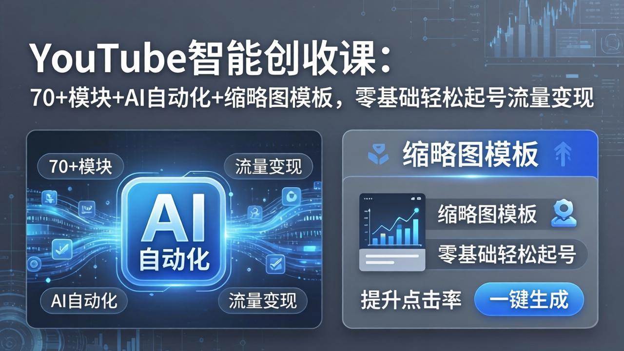 （17926期）YouTube智能创收课：70+模块+AI自动化+缩略图模板，零基础轻松起号流量变现-洛柒笔记