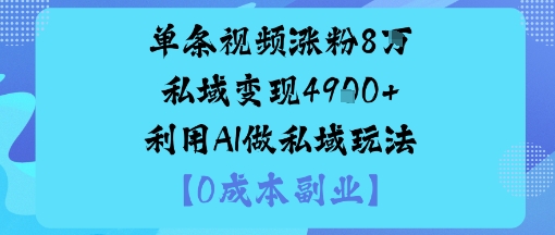 单条视频涨粉8W私域变现1k+利用AI做私域玩法-洛柒笔记