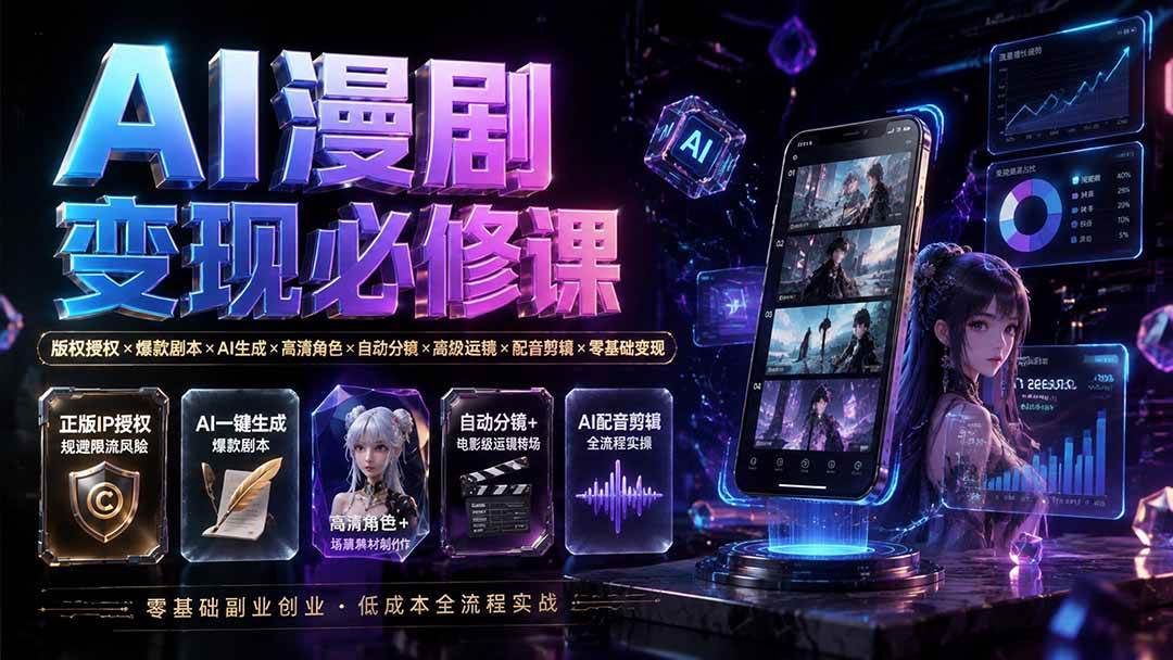 (19664期)AI漫剧变现必修课:版权授权×爆款剧本×AI生成×高清角色×自动分镜×高级运镜×配音剪辑×零基础变现-洛柒笔记 (19664期)AI漫剧变现必修课:版权授权×爆款剧本×AI生成×高清角色×自动分镜×高级运镜×配音剪辑×零基础变现-洛柒笔记