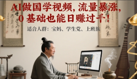 AI做国学视频，流量暴涨 ，0 基础也能日入多张-洛柒笔记