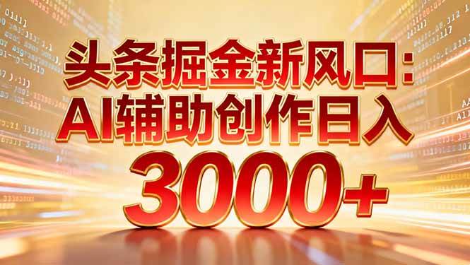 （16923期）头条掘金新风口：AI辅助创作日入3000+，矩阵玩法当天启动隔天见效-洛柒笔记