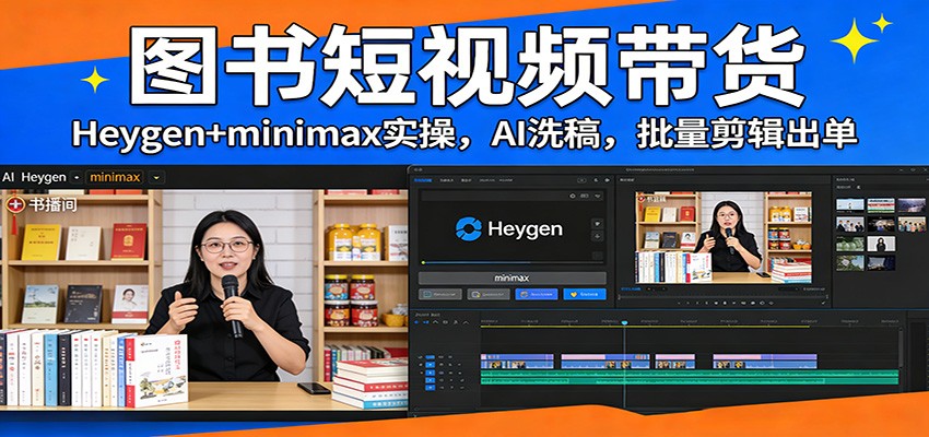 图书短视频带货：Heygen+minimax实操，AI洗稿 ，批量剪辑出单-洛柒笔记