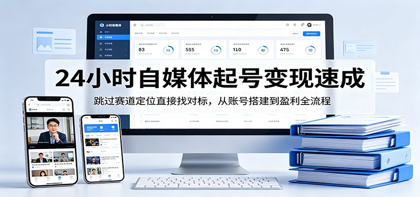 24小时自媒体起号变现速成，跳过赛道定位直接找对标，从账号搭建到盈利全流程-洛柒笔记