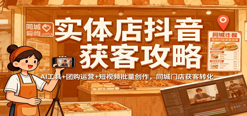 实体店抖音获客攻略：AI工具+团购运营+短视频批量创作，同城门店获客转化-洛柒笔记