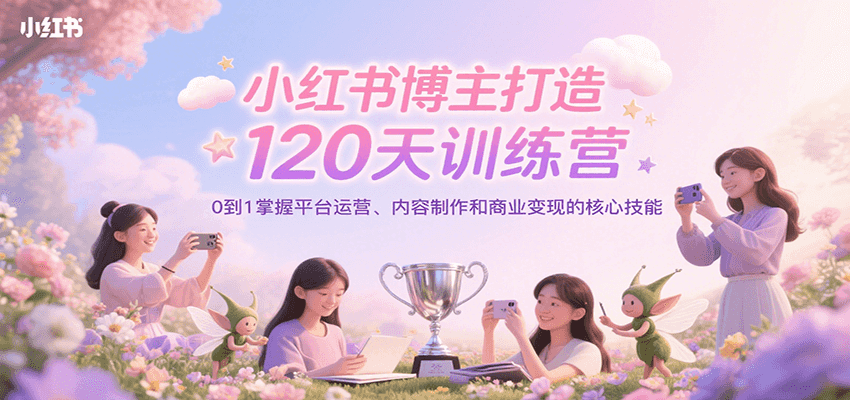 小红书博主打造120天训练营，0到1掌握平台运营、内容制作和商业变现-洛柒笔记