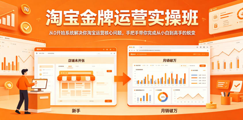 淘宝金牌运营实操班，从0开始系统解决你淘宝运营核心问题，手把手带你完成从小白到高手的蜕变-洛柒笔记