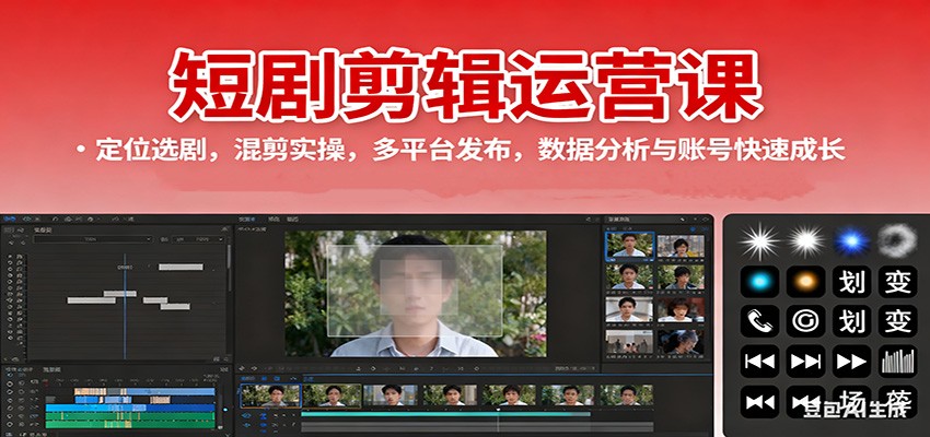 短剧剪辑运营课：定位选剧，混剪实操，多平台发布，数据分析与账号快速成长-洛柒笔记