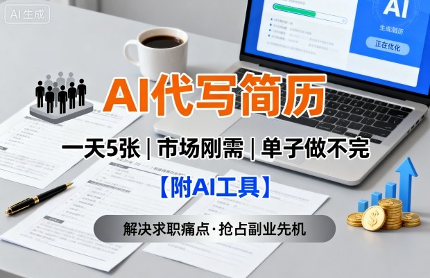 AI代写简历，一天5张，今年找工作难，市场刚需，单子做不完【附AI工具】-洛柒笔记