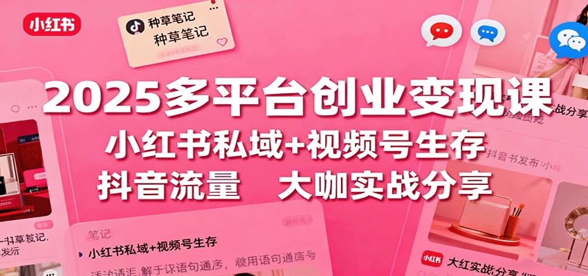 2025多平台创业变现课：小红书私域+视频号生存+抖音流量，大咖实战分享-洛柒笔记