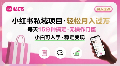 小红书私域项目 月入过W非常轻松 每天15分钟即可搞定，无任何操作门槛，小白可入手-洛柒笔记