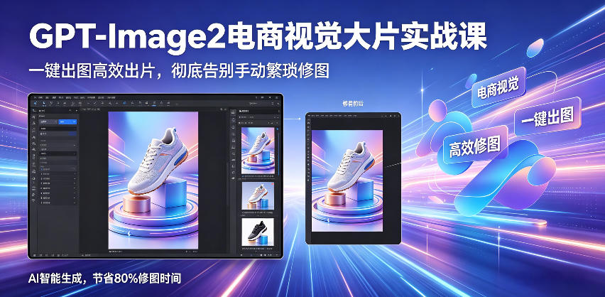 GPT-Image2电商视觉大片实战课，一键出图高效出片，彻底告别手动繁琐修图-洛柒笔记