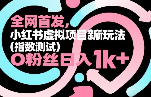 全网首发，小红书虚拟项目新玩法（指数测试），0粉丝日入1k+，整个玩法完整拆解！-洛柒笔记