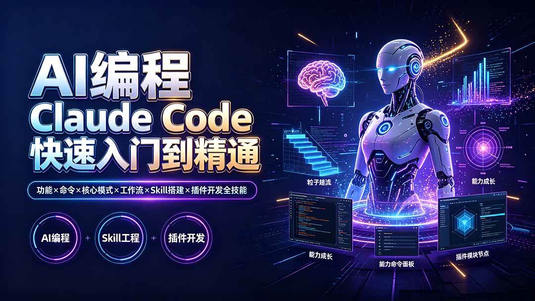 （19306期）AI编程 Claude Code快速入门到精通：功能×命令×核心模式×工作流×Skill搭建×插件开发全技能-洛柒笔记