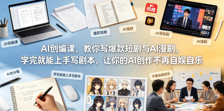 AI创编课，教你写爆款短剧与AI漫剧，学完就能上手写剧本，让你的AI创作不再自娱自乐-洛柒笔记